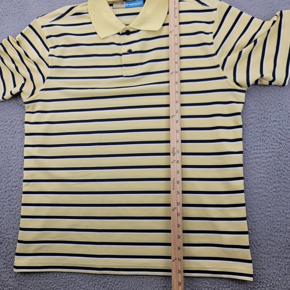 Wrangler Shirt Mens Medium Yellow Striped Breathe Dri Polo Golf Short Sleeve - Picture 11 of 15